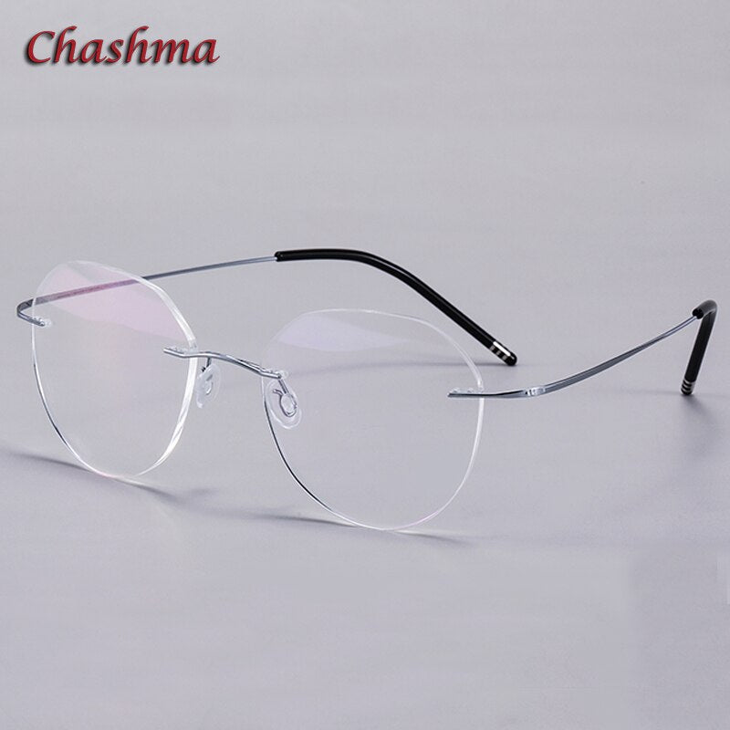 Chashma Ochki Unisex Rimless Round Titanium Eyeglasses 8151 Rimless Chashma Ochki Silver