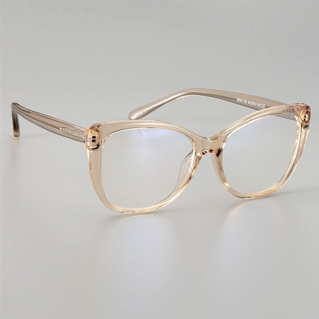 CCspace Unisex Full Rim Cat Eye Tr 90 Titanium Frame Eyeglasses 51015 Full Rim CCspace champagne