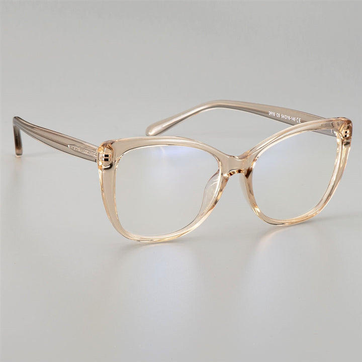 CCspace Unisex Full Rim Cat Eye Tr 90 Titanium Frame Eyeglasses 51015 Full Rim CCspace champagne