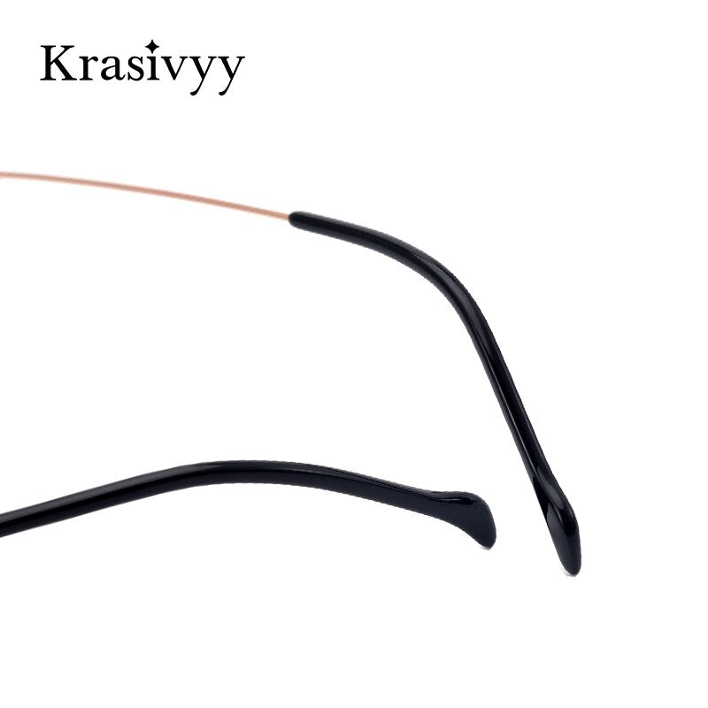 Krasivyy Unisex Rimless Irregular Round Screwless Titanium Eyeglasses Kr5010 Rimless Krasivyy