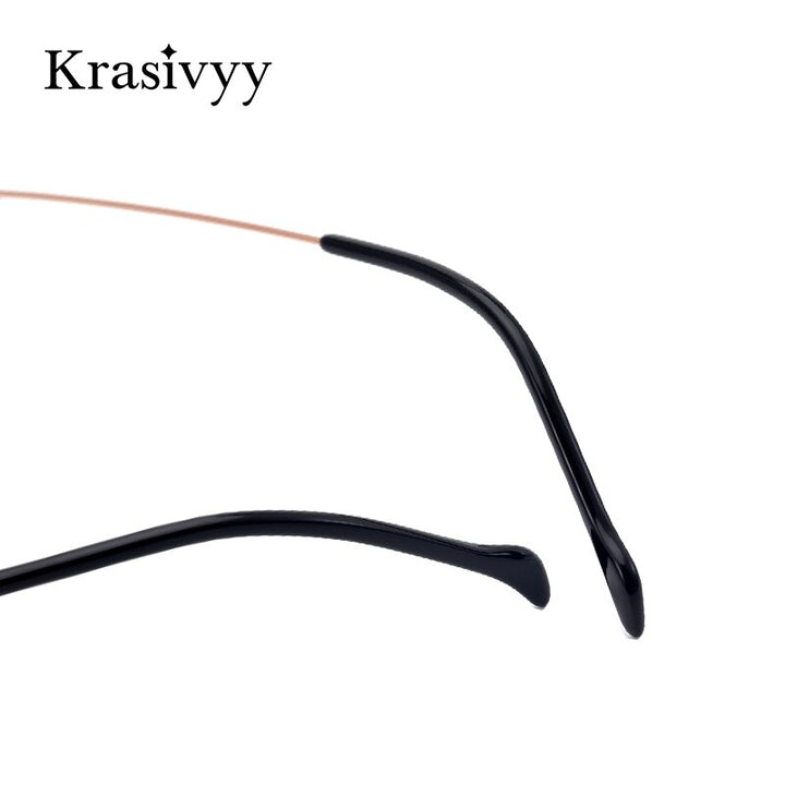 Krasivyy Unisex Rimless Irregular Round Screwless Titanium Eyeglasses Kr5010 Rimless Krasivyy