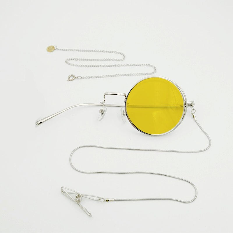 Yujo Unisex Full Rim Round Alloy Cosplay Lolita Style Monocle 2359 Monocle Yujo Silver left eye 1 China