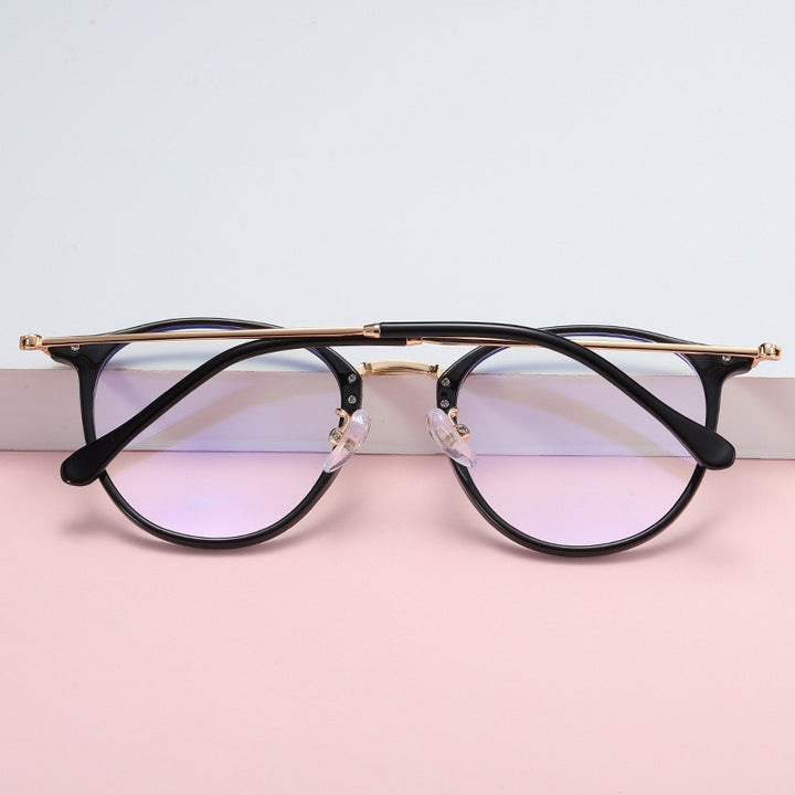 Yimaruili Women's Full Rim Round Resin Metal Frame Eyeglasses 8303 Full Rim Yimaruili Eyeglasses
