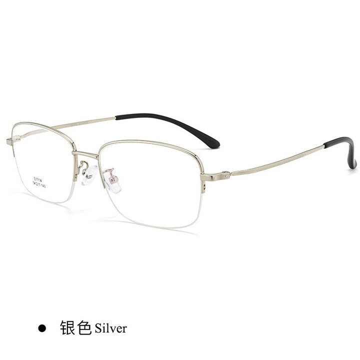 Men's Semi Rim IP Electroplated Titanium Alloy Frame Eyeglasses Zt1114 Semi Rim Bclear Silver