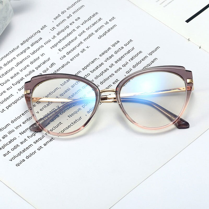 Hotony Women's Full Rim Round Cat Eye Acetate Eyeglasses 95284 Full Rim Hotony