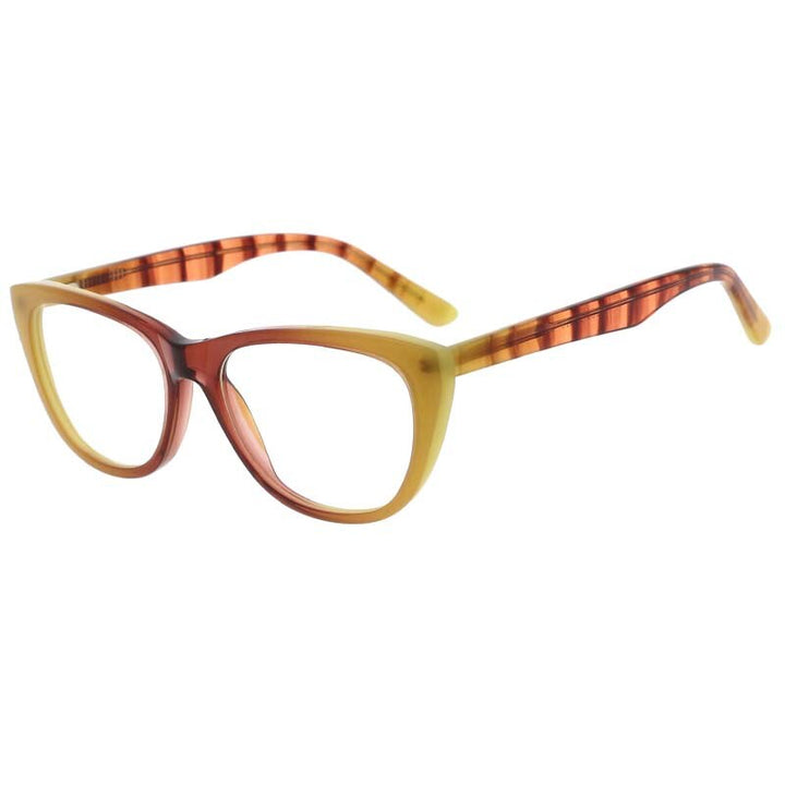CCspace Unisex Full Rim Oval Cat Eye Acetate Frame Eyeglasses 53408 Full Rim CCspace Yellow
