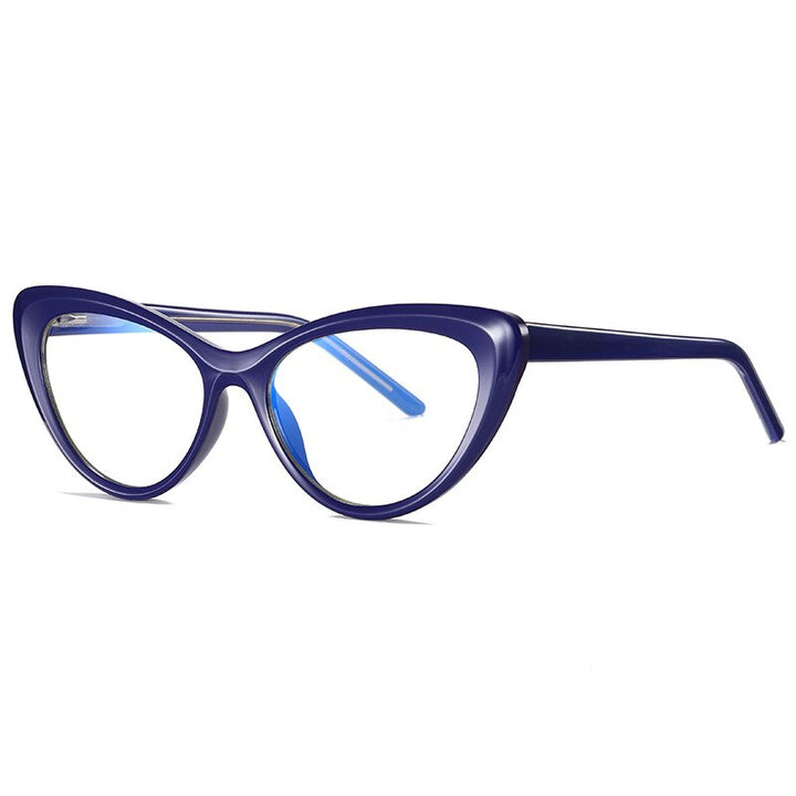 CCspace Unisex Full Rim Cat Eye Tr 90 Titanium Frame Eyeglasses 49082 Full Rim CCspace C213-P30Blue