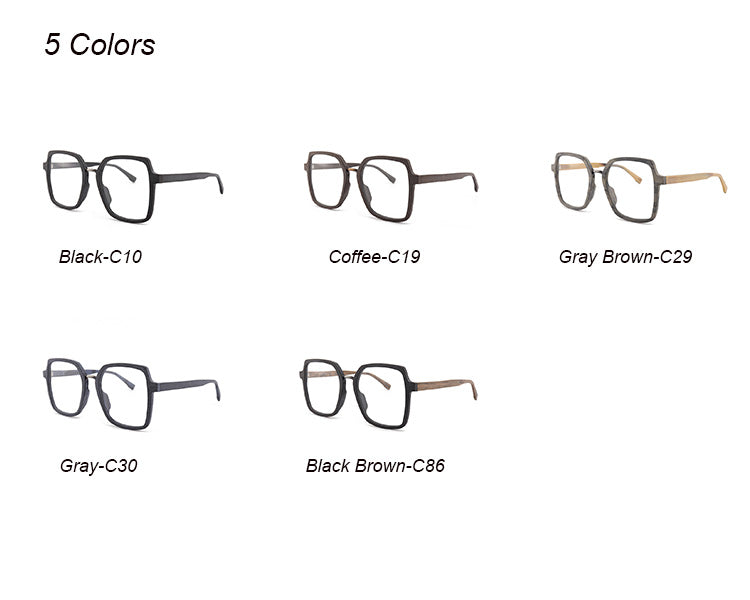 Hdcrafter Unisex Full Rim Polygonal Wood Frame Eyeglasses 6109 Full Rim Hdcrafter Eyeglasses