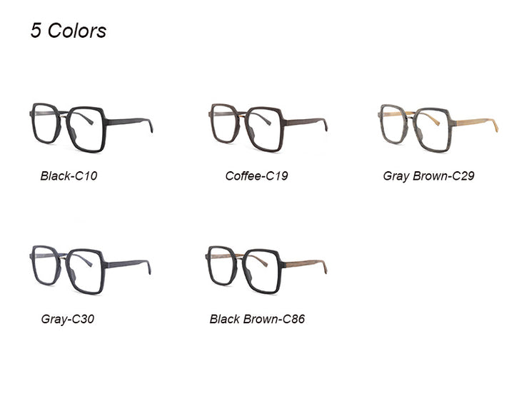 Hdcrafter Unisex Full Rim Polygonal Wood Frame Eyeglasses 6109 Full Rim Hdcrafter Eyeglasses
