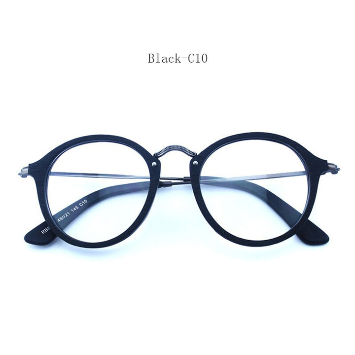 Hdcrafter Unisex Full Rim Round Wood Frame Eyeglasses Rb2447 Full Rim Hdcrafter Eyeglasses Black  