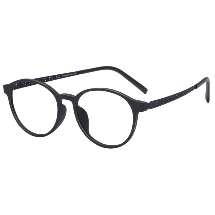 Yimaruili Unisex Full Rim Round Titanium Frame Eyeglasses 8868T Full Rim Yimaruili Eyeglasses Black