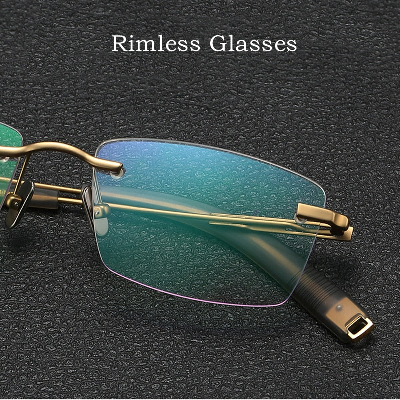 Yimaruili Men's Rimless Square β Titanium Frame Eyeglasses 80816 Rimless Yimaruili Eyeglasses