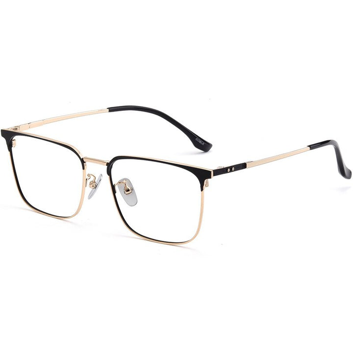 Hotochki Men's Semi Rim Beta Titanium Alloy IP Plated Frame Eyeglasses 80092 Semi Rim Hotochki Black Gold