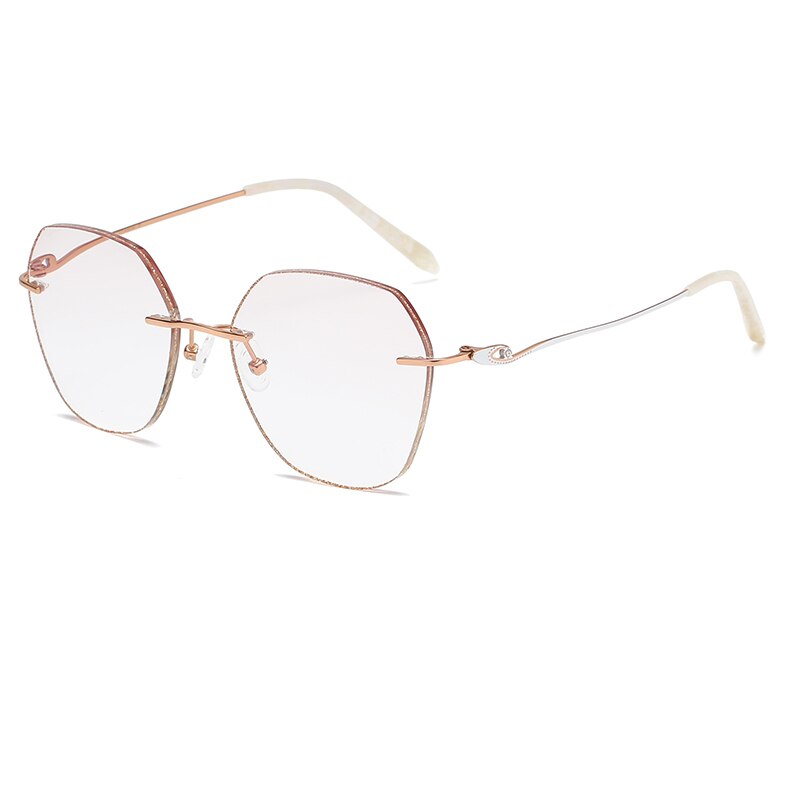 Zirosat 9148 Women's Eyeglasses Titanium Rimless Eyewear Diamond Trimmed Rimless Zirosat golden diamond cut