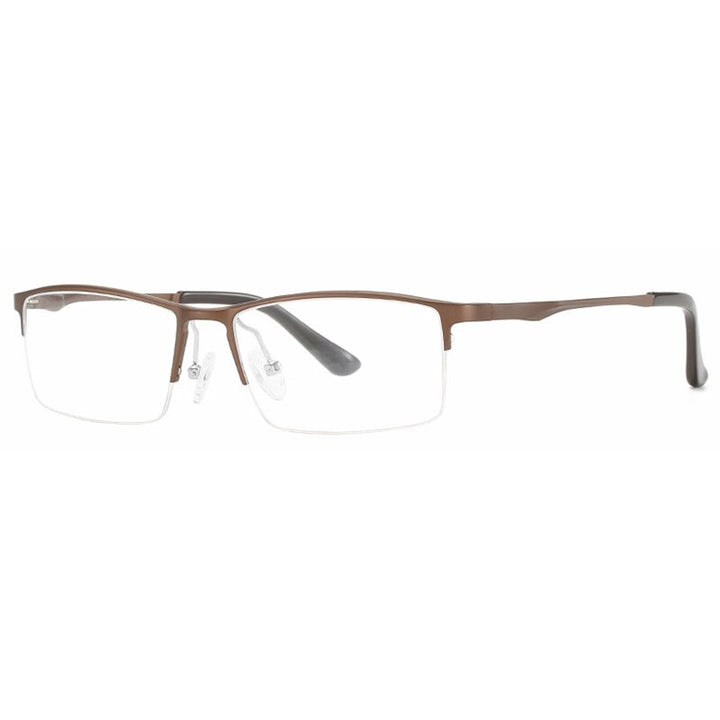 Hotony Unisex Semi Rim Rectangle Alloy Frame Eyeglasses 6263 Semi Rim Hotony Auburn