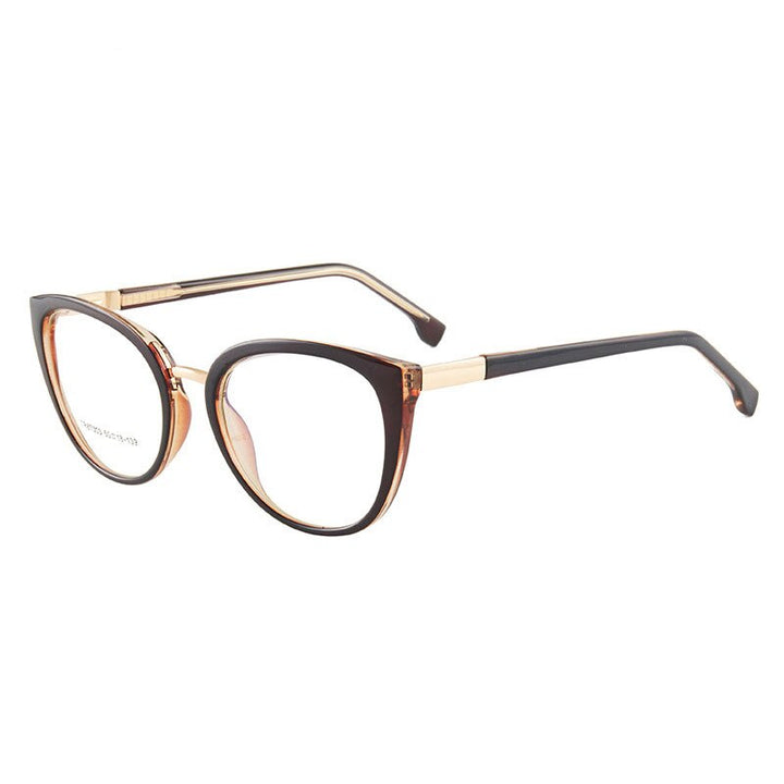Hotony Women's Full Rim Round Cat Eye Acetate Eyeglasses 7003 Full Rim Hotony TEA