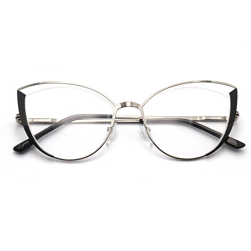 Laoyehui Women's Full Rim Cat Eye Acetate Alloy Reading Glasses Anti-Blue Light 1993 Reading Glasses Laoyehui Silver