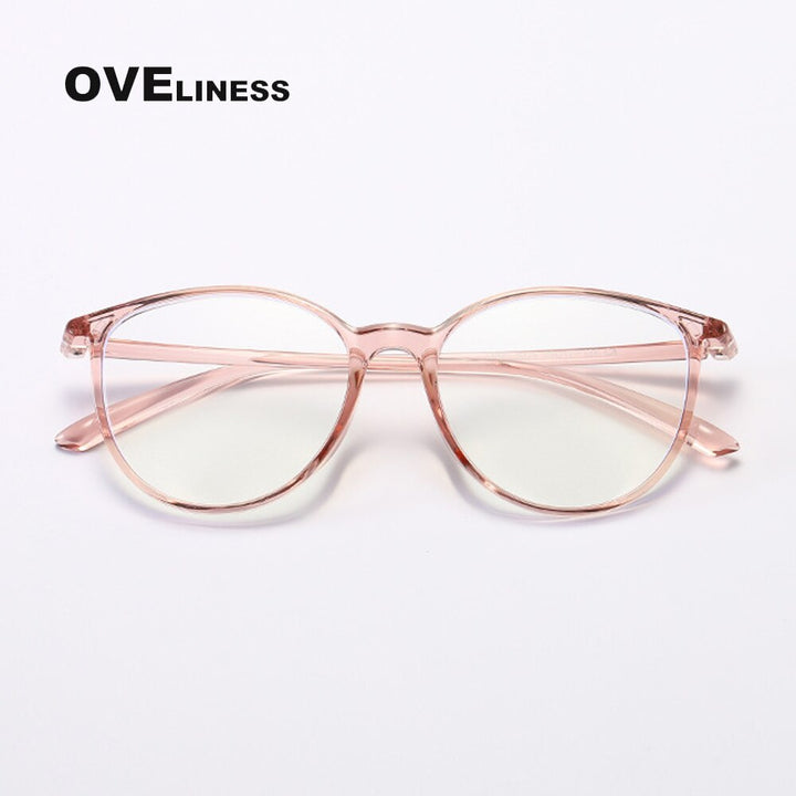 Oveliness Unisex Full Rim Round Square Tr 90 Titanium Eyeglasses 8075 Full Rim Oveliness tea