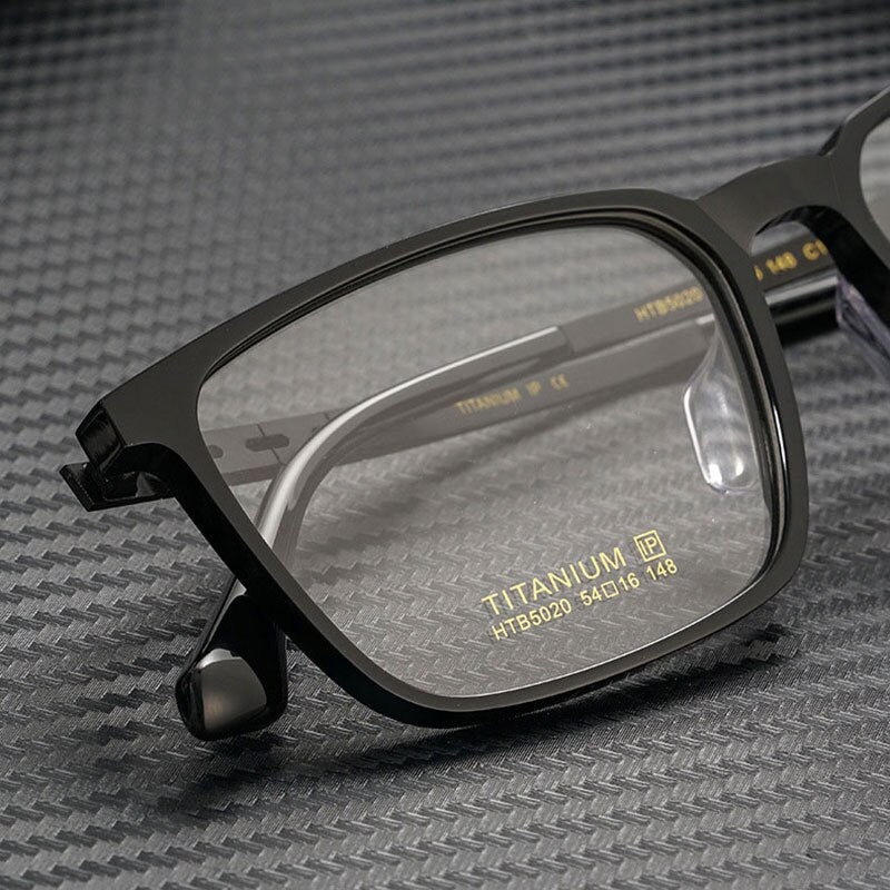 Hotony Men's Full Rim TR 90 Resin Titanium Square Frame Eyeglasses 5020 Full Rim Hotony