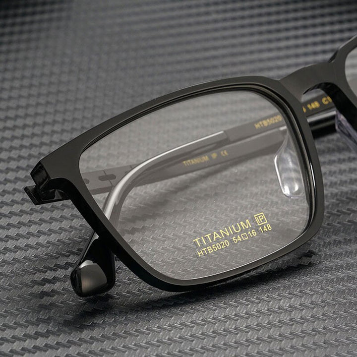 Hotony Men's Full Rim TR 90 Resin Titanium Square Frame Eyeglasses 5020 Full Rim Hotony