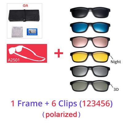 Ralferty Men's Full Rim Square Tr 90 Eyeglasses Clip On Sunglasses With Clip Ons Ralferty 1Frame 6 Clip 123456 Full black frame