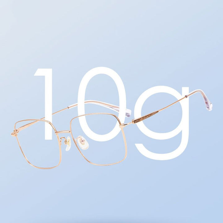Handoer Unisex Full Rim Large Square Titanium Eyeglasses 17004 Full Rim Handoer