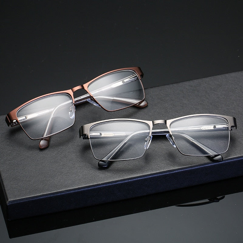 Hotony Men's Full Rim Square Alloy Frame Reading Glasses R89865 Reading Glasses Hotony