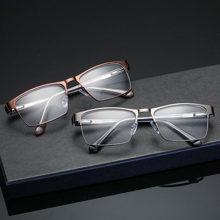 Hotony Men's Full Rim Square Alloy Frame Reading Glasses R89865 Reading Glasses Hotony
