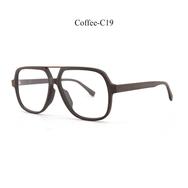 Hdcrafter Unisex Full Rim Square Oversized Wood Eyeglasses Ps8210 Full Rim Hdcrafter Eyeglasses Coffee-C19