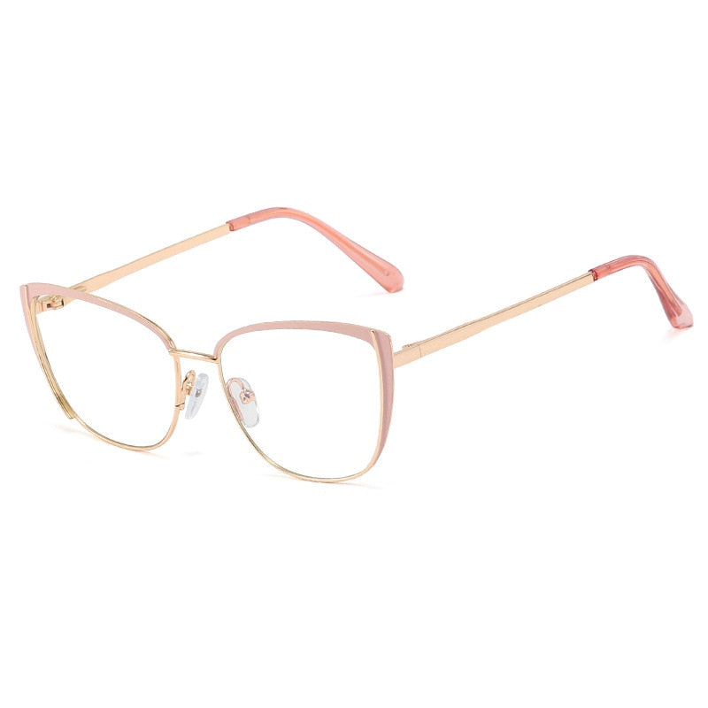 CCspace Women's Full Rim Cat Eye Alloy Frame Eyeglasses 48286 Full Rim CCspace C2Pink