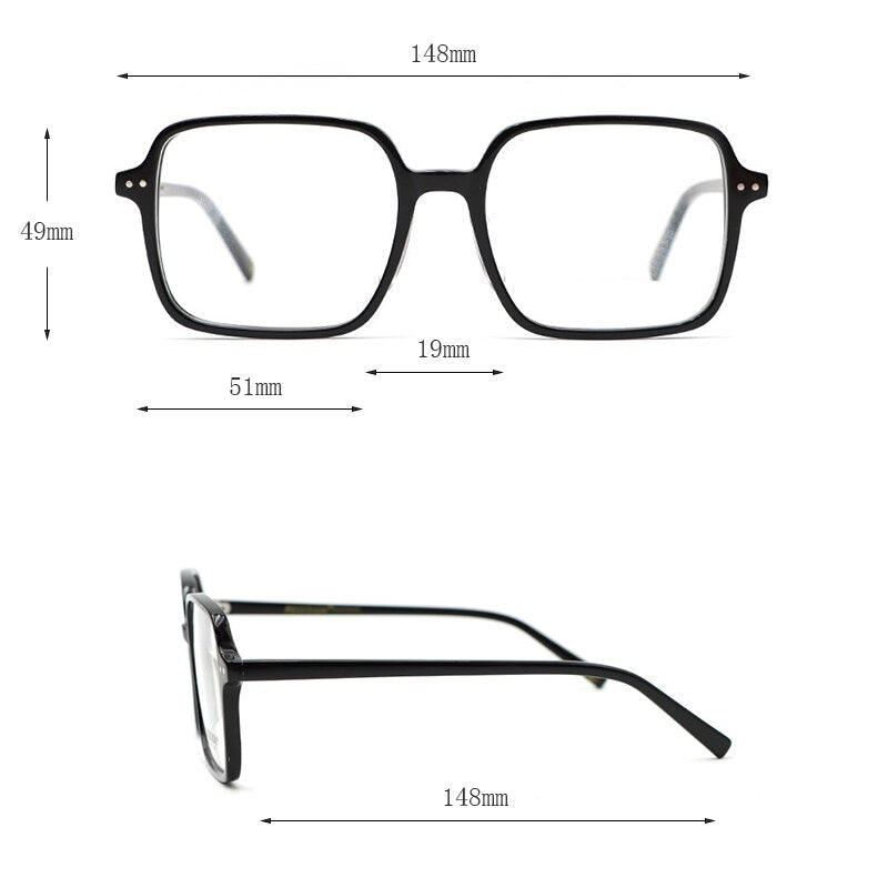 Hdcrafter Women's Full Rim Oversized Square Acetate Frame Eyeglasses Ps9105 Full Rim Hdcrafter Eyeglasses