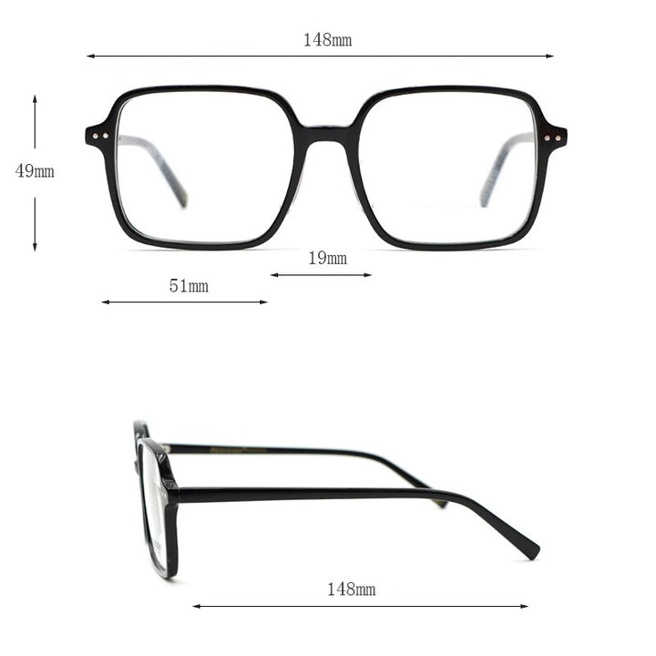 Hdcrafter Women's Full Rim Oversized Square Acetate Frame Eyeglasses Ps9105 Full Rim Hdcrafter Eyeglasses