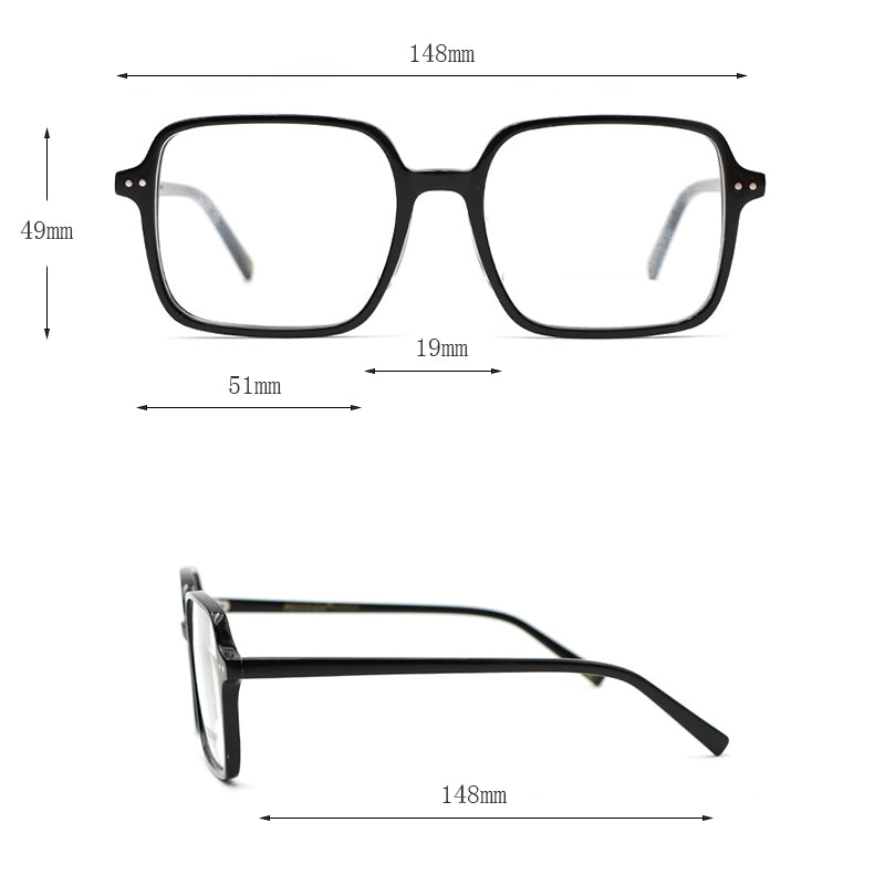 Hdcrafter Women's Full Rim Oversized Square Acetate Frame Eyeglasses Ps9105 Full Rim Hdcrafter Eyeglasses