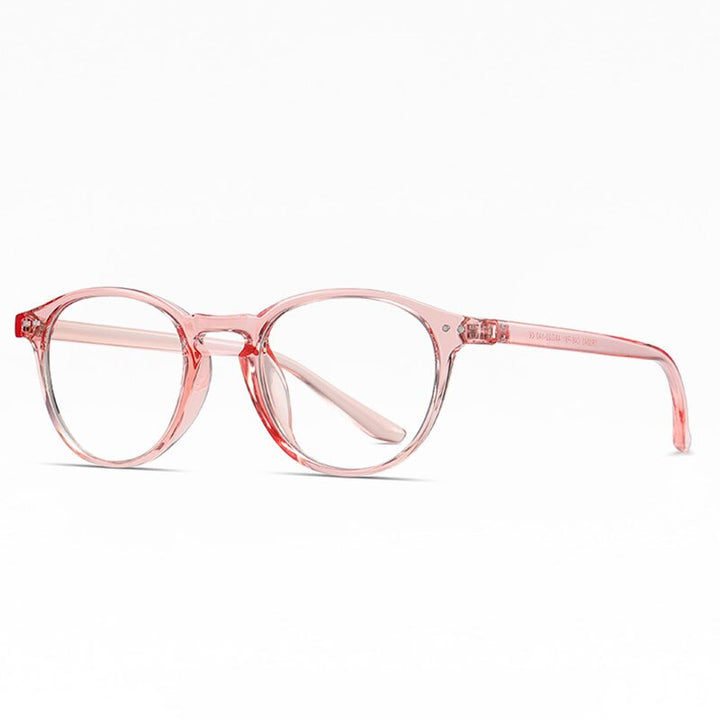 Hotochki Unisex Full Rim Round TR-90 Resin Frame Eyeglasses 2318 Full Rim Hotochki Transparent Pink C46