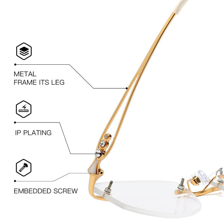 Zirosat 58111 Women's Eyeglasses Alloy Tint Lenses Diamond Cutting Rimless Titanium Rimless Zirosat