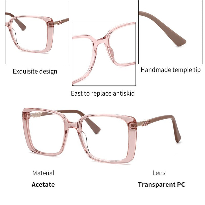 Kansept Women's Full Rim Square Acetate Alloy Frame Eyeglasses Mg6114 Full Rim Kansept