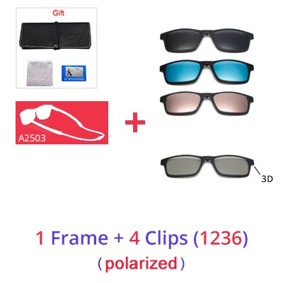 Ralferty Women's Full Rim Square Acetate Reading Glasses Clip On Sunglasses A2503 Reading Glasses Ralferty 1 Frame4 Clips 1236 Anti blue 0 Degree