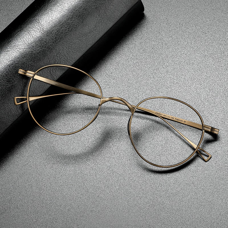 Gatenac Unisex Full Rim Round Titanium Frame Eyeglasses Gxyj485 Full Rim Gatenac Bronze