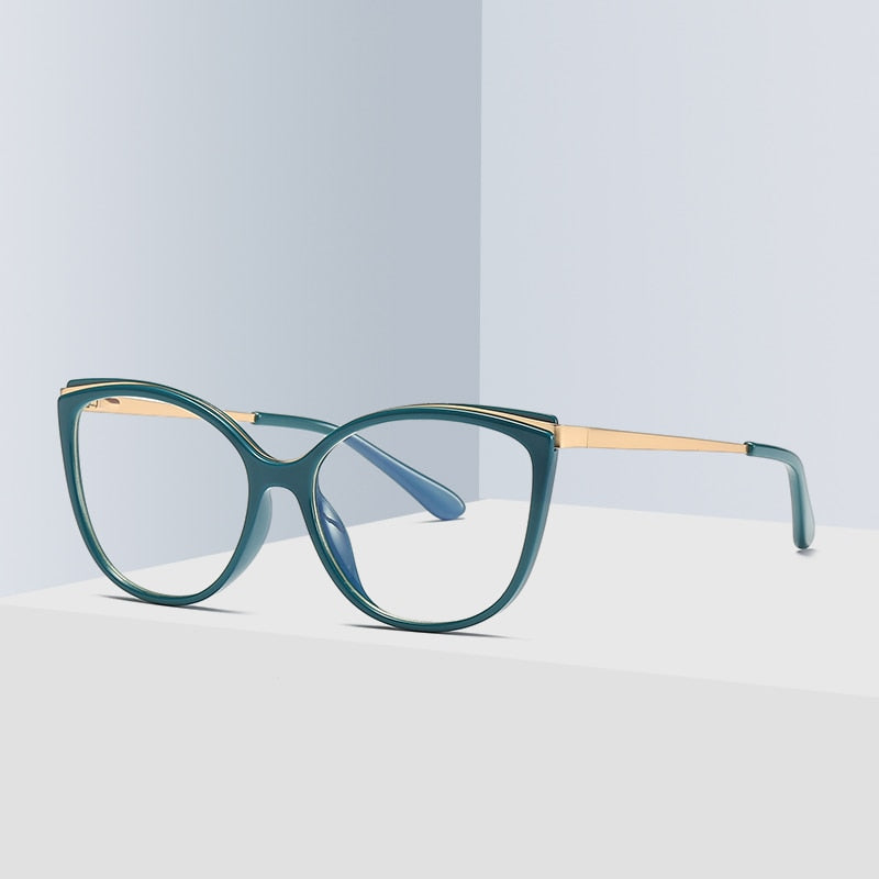 Hotochki Women's Full Rim Cat Eye Alloy Acetate Frame Eyeglasses 2052 Full Rim Hotochki