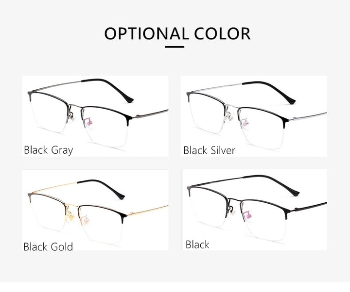 Yimaruili Unisex Semi Rim Titanium Frame Eyeglasses 8017JX Semi Rim Yimaruili Eyeglasses