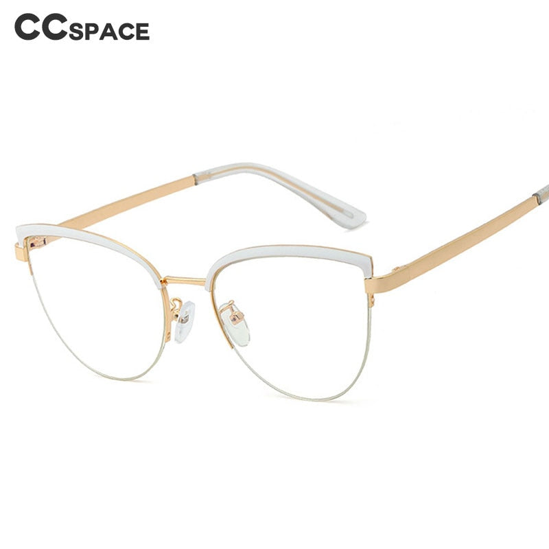CCspace Unisex Full Rim Cat Eye Alloy Frame Eyeglasses 48193 Full Rim CCspace