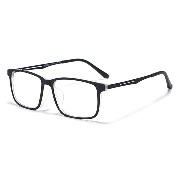 Hotony Unisex Full Rim TR 90 Square Frame Titanium Temple Eyeglasses 8838 Full Rim Hotony white