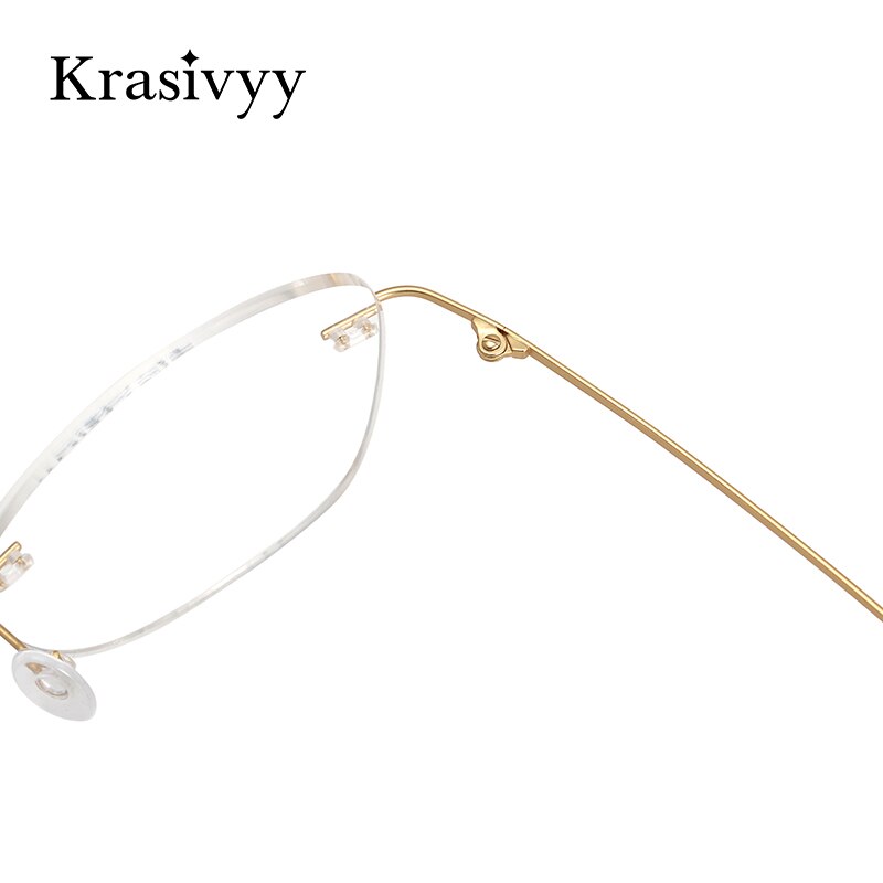 Krasivyy Unisex Rimless Oval Square Titanium Eyeglasses Kr6013 Rimless Krasivyy