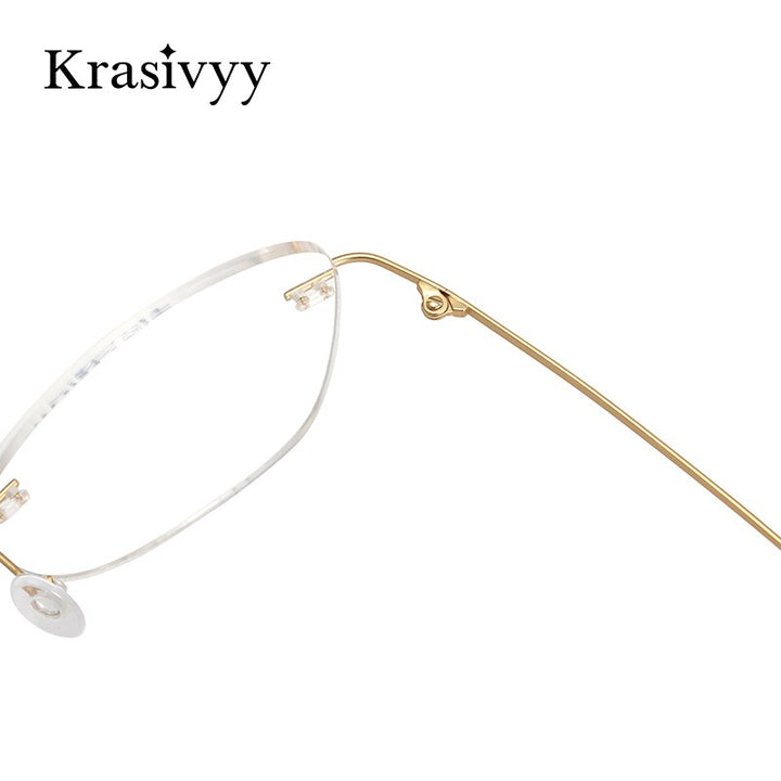 Krasivyy Unisex Rimless Oval Square Titanium Eyeglasses Kr6013 Rimless Krasivyy