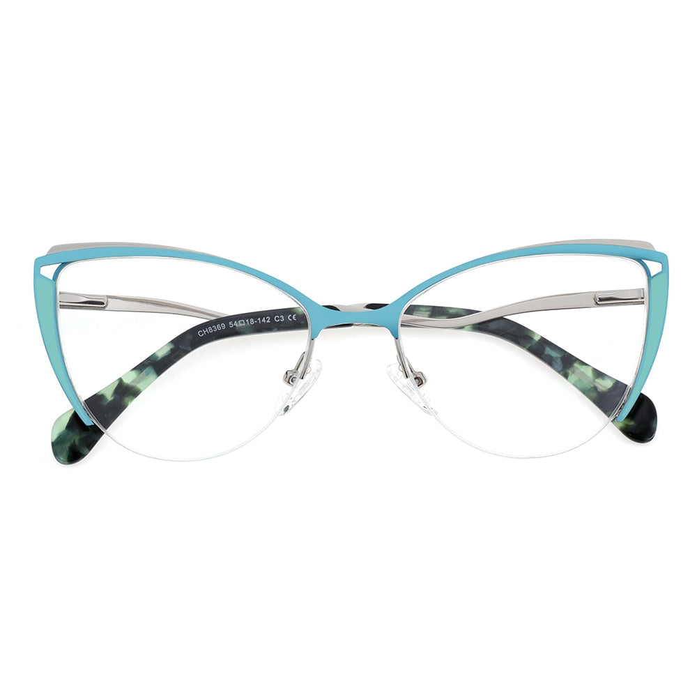 Laoyehui Women's Eyeglasses Cat Eye Alloy Reading Glasses 8369-1 Reading Glasses Laoyehui 0 Blue