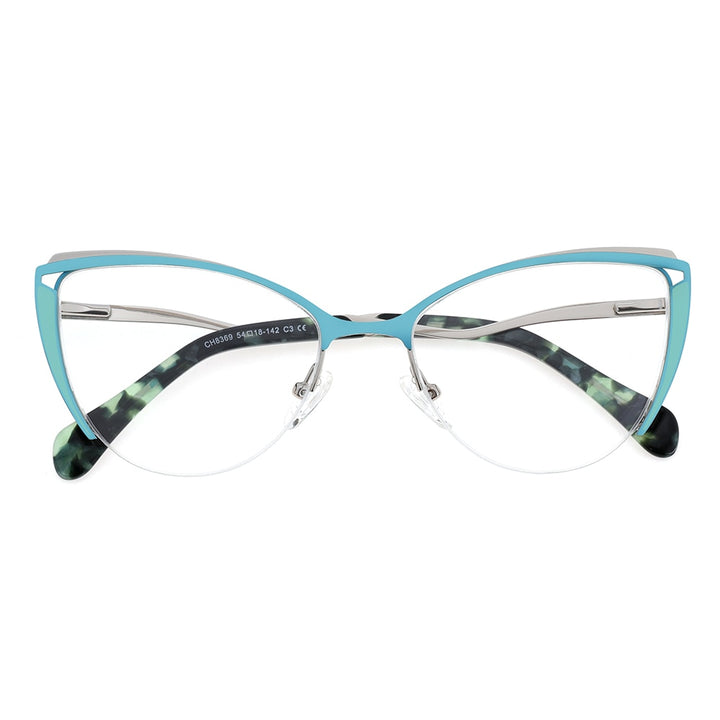 Laoyehui Women's Eyeglasses Cat Eye Alloy Reading Glasses 8369-1 Reading Glasses Laoyehui 0 Blue