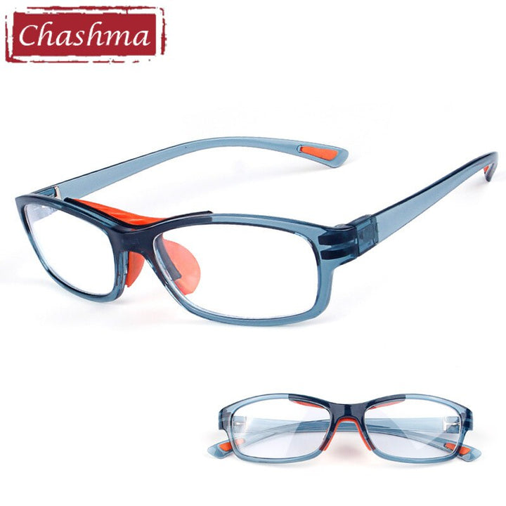 Chashma Ottica Unisex Full Rim Square Tr 90 Titanim Sport Goggle Eyeglasses 010 Full Rim Chashma Ottica Gray Orange