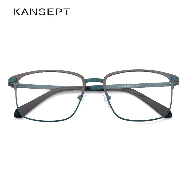 Kansept Men's Full Rim Square Stainless Steel Alloy Frame Eyeglasses Tm004 Full Rim Kansept