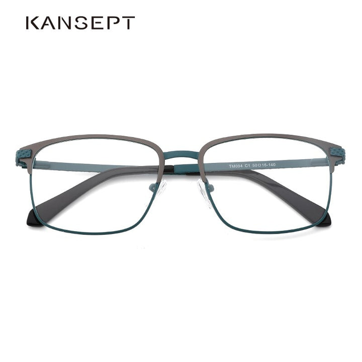 Kansept Men's Full Rim Square Stainless Steel Alloy Frame Eyeglasses Tm004 Full Rim Kansept