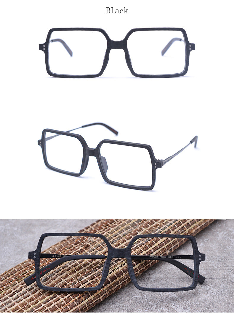Hdcrafter Unisex Full Rim Oversized Square Wood Frame Eyeglasses Ft8890 Full Rim Hdcrafter Eyeglasses